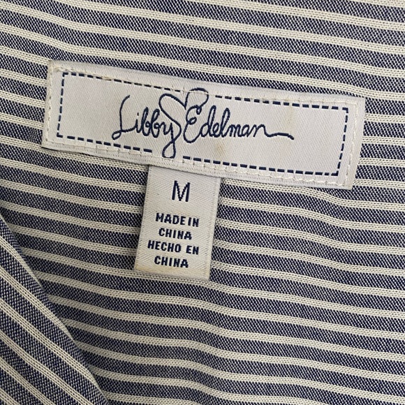LIBBY EDELMAN Woman Striped Blouse Medium Ruffles Front - Picture 2 of 11